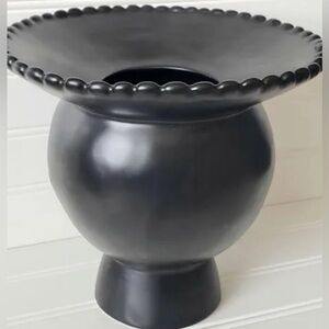 RARE Anthropologie Scalloped Black Vase